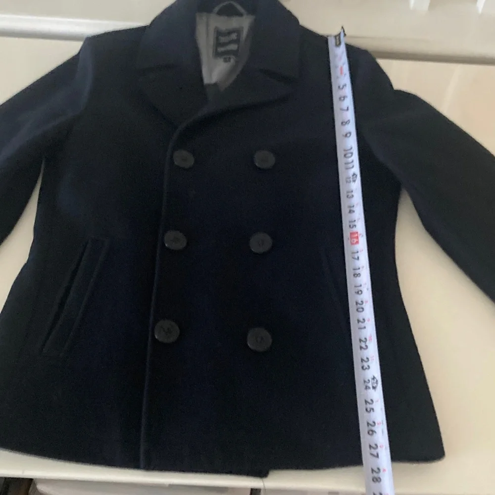 Frank & Oak The Comfort Double Breasted Wool Topcoat Blazer in navy Small